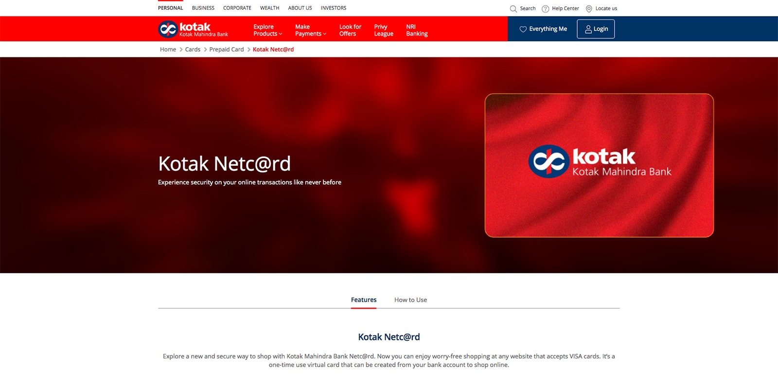 kotak netc@rd